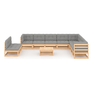 Afuera Living Contemporary 11 Piece Solid Pine Wood Garden Lounge Set