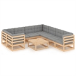 Afuera Living 9 Piece Wood Garden Lounge Set in Gray/Natural
