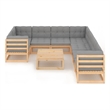 Afuera Living 9 Piece Wood Garden Lounge Set in Gray/Natural