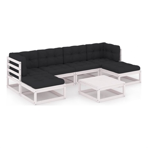 Afuera Living 7 Piece Wood Garden Lounge Set in White/Anthracite