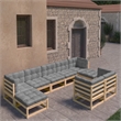 Afuera Living 9 Piece Wood Garden Lounge Set in Gray/Natural