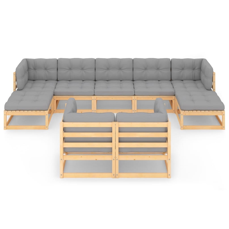 Afuera Living 9 Piece Wood Garden Lounge Set in Gray/Natural