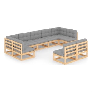 Afuera Living Contemporary 9 Piece Wood Garden Lounge Set in Natural