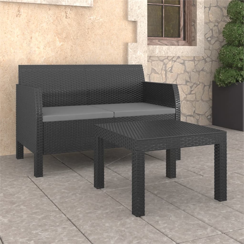 Afuera Living Synthetic Polypropylene 2 Piece Lounge Set in Anthracite