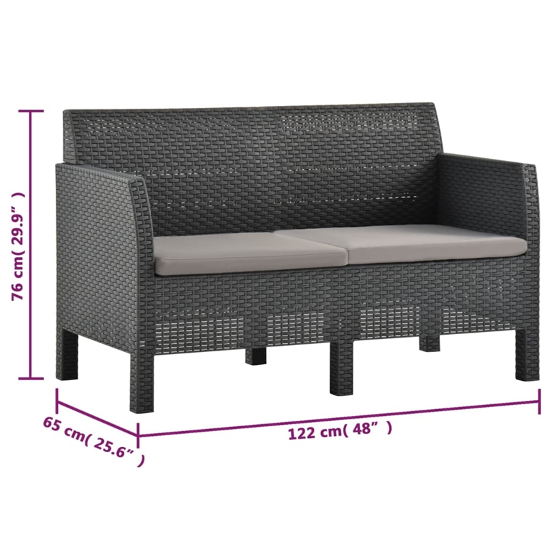 Afuera Living Synthetic Polypropylene 2 Piece Lounge Set in Anthracite
