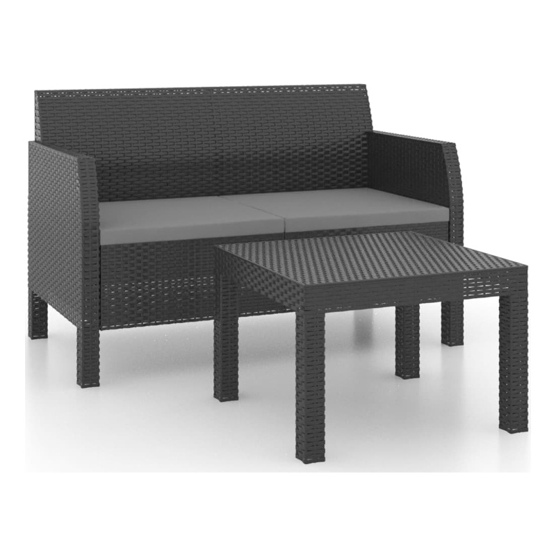 Afuera Living Synthetic Polypropylene 2 Piece Lounge Set in Anthracite