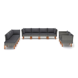 Afuera Living 10 Piece Wood Garden Lounge Set in Gray/Anthracite