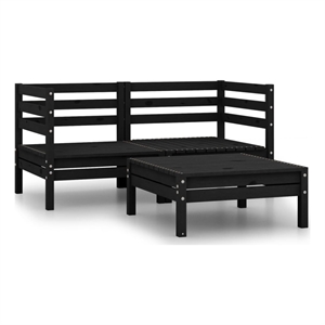 Afuera Living Contemporary Durable Wood Garden Lounge Set in Black