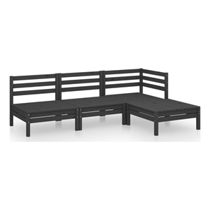 Afuera Living Contemporary Wood Medium Garden Lounge Set in Black