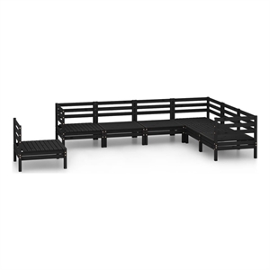 Afuera Living Contemporary 7 Piece Wood Large Garden Lounge Set in Black