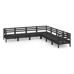 Afuera Living 7 Piece Wood Medium Garden Lounge Set in Black