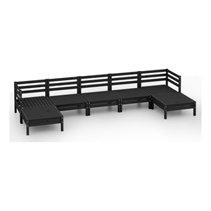 Afuera Living Contemporary 7 Piece Wood Garden Lounge Set in Black