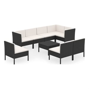 Afuera Living Contemporary 9 Piece Steel Garden Lounge Set in Black