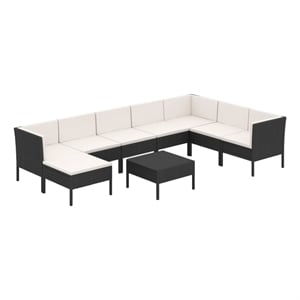 Afuera Living Contemporary 9 Piece Garden Lounge Set in Black/Cream