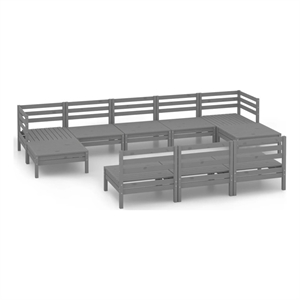 Afuera Living Contemporary 10 Piece Wood Garden Lounge Set in Gray
