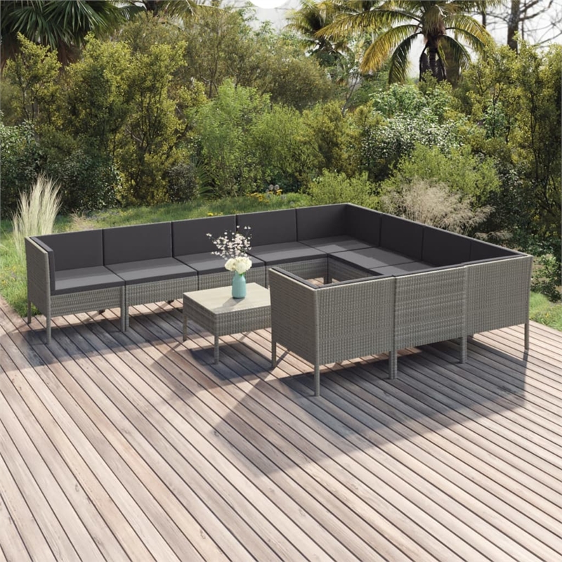 Afuera Living 11 Piece Steel Large Garden Lounge Set in Gray