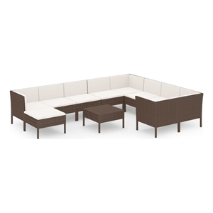 Afuera Living 11 Piece Poly Rattan Garden Lounge Set in Brown