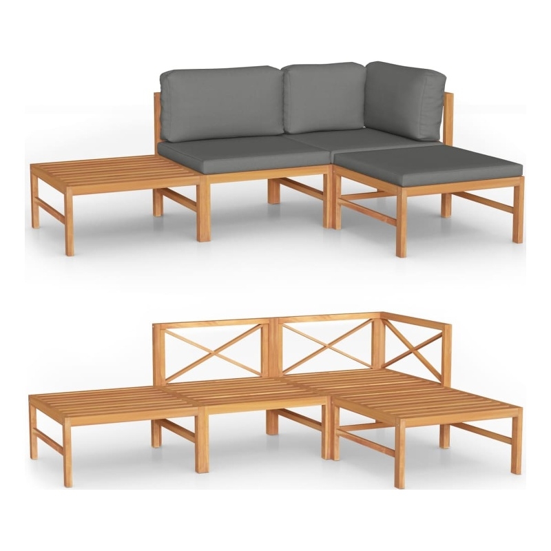 Afuera Living Contemporary Wood Medium Garden Lounge Set in Gray