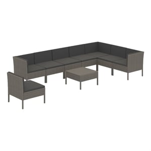 Afuera Living Contemporary 9 Piece Garden Lounge Set in Gray/Anthracite