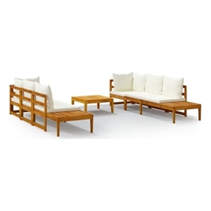Afuera Living 5 Piece Solid Acacia Wood Large Garden Lounge Set in Brown/Cream