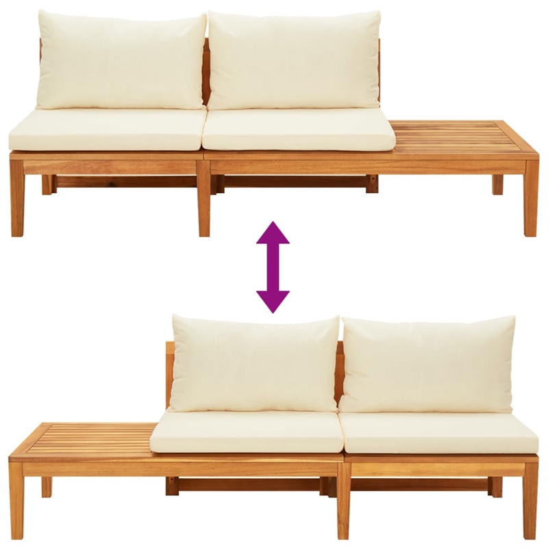 Afuera Living Contemporary Durable Solid Acacia Wood Lounge Set