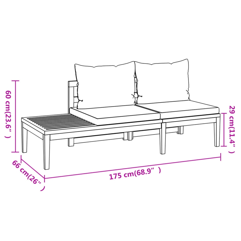 Afuera Living Contemporary Durable Solid Acacia Wood Lounge Set