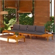 Afuera Living Contemporary Solid Acacia Wood Small Bench in Gray