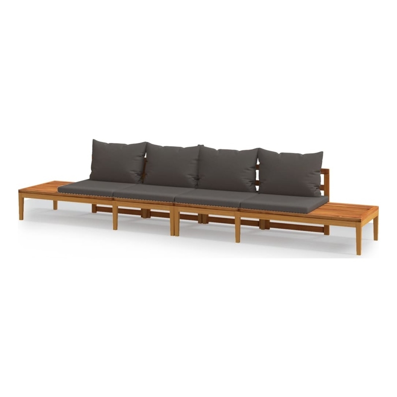 Afuera Living Contemporary Solid Acacia Wood Small Bench in Gray