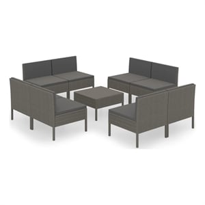 Afuera Living Contemporary 9 Piece Steel Garden Lounge Set in Gray