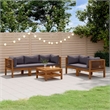 Afuera Living Contemporary Solid Acacia Wood Large Lounge Set in Gray
