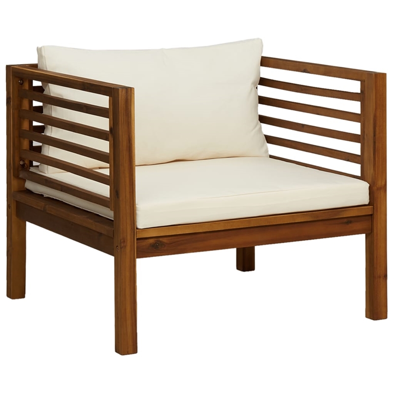 Afuera Living Solid Acacia Wood Large Garden Lounge Set in Cream