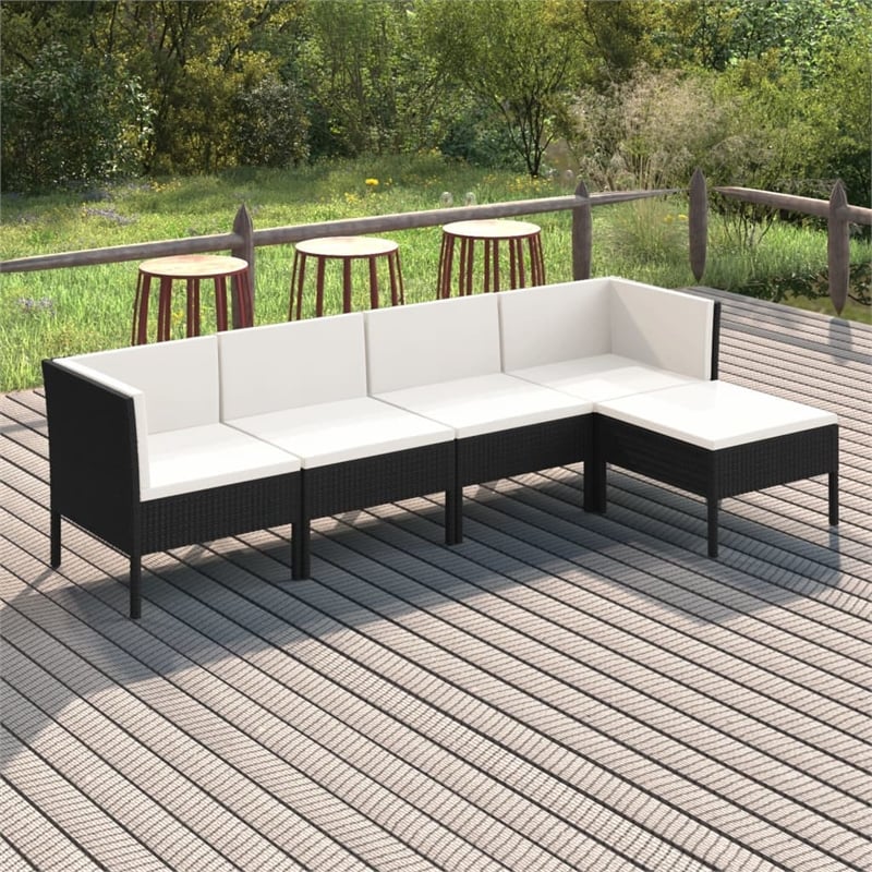 Afuera Living 5 Piece Steel Garden Lounge Set in Black/Cream