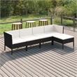 Afuera Living 5 Piece Steel Garden Lounge Set in Black/Cream