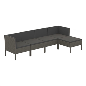 Afuera Living 5 Piece Steel Garden Lounge Set in Gray/Anthracite