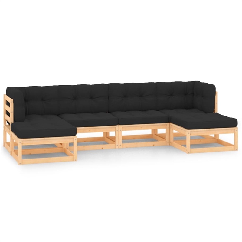 Afuera Living Contemporary Wood Garden Lounge Set in Anthracite