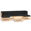 Afuera Living 7 Piece Wood Small Garden Lounge Set in Anthracite