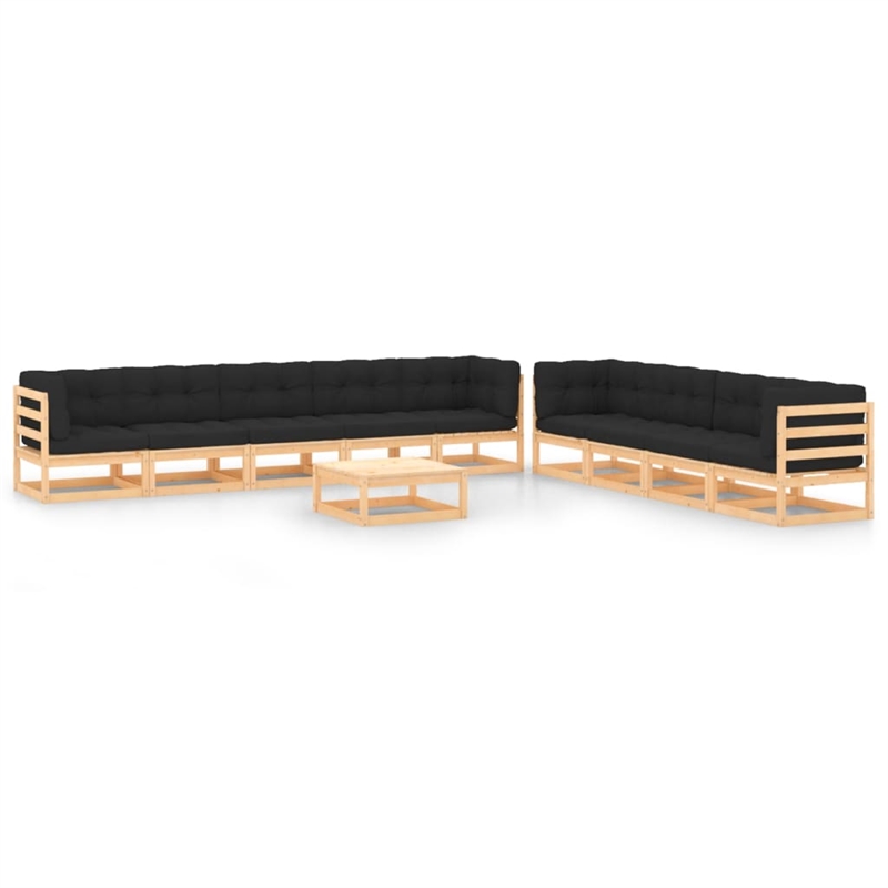 Afuera Living Contemporary Wood Garden Lounge Set in Anthracite