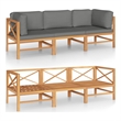 Afuera Living Contemporary Solid Teak Wood Large Sofa in Gray
