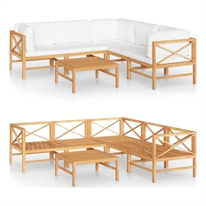Afuera Living Contemporary Wood Garden Lounge Set in Cream/Natural