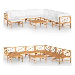 Afuera Living Contemporary 9 Piece Wood Large Garden Lounge Set in Cream