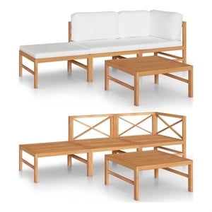 Afuera Living Contemporary 4 Piece Wood Garden Lounge Set in Cream