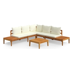 Afuera Living 4 Piece Solid Acacia Wood Medium Garden Lounge Set in White/Cream