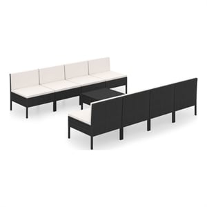 Afuera Living Contemporary 9 Piece Garden Lounge Set in Black