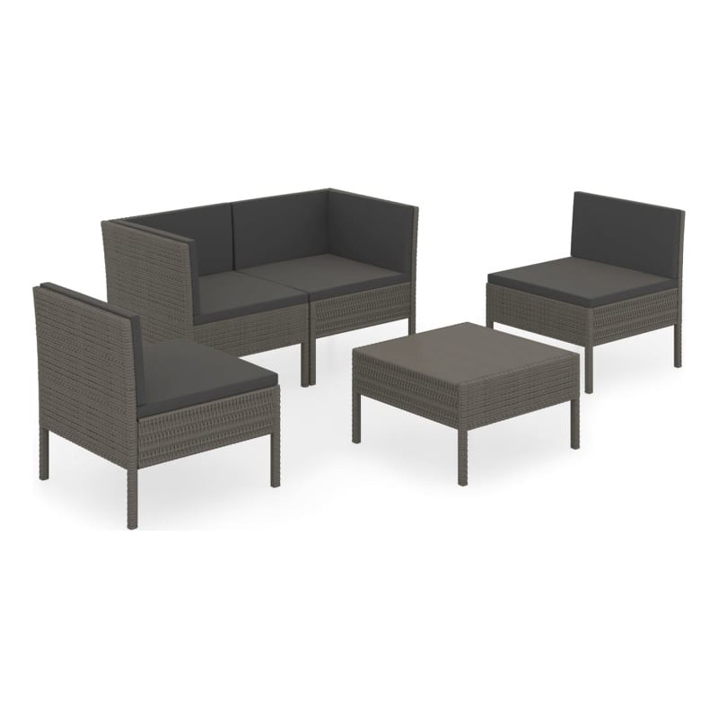 Afuera Living Contemporary 5 Piece Steel Garden Lounge Set in Gray