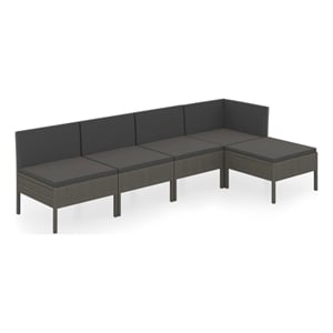 Afuera Living Contemporary 5 Piece Garden Lounge Set in Gray