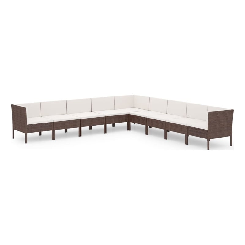 Afuera Living 9 Piece Steel Large Garden Lounge Set in Brown/Cream