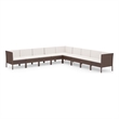 Afuera Living 9 Piece Steel Large Garden Lounge Set in Brown/Cream