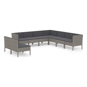 Afuera Living Contemporary 9 Piece Steel Garden Lounge Set in Gray