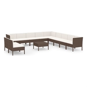 Afuera Living 12 Piece Steel Small Garden Lounge Set in Brown/Cream