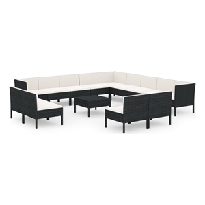 Afuera Living 14 Piece Steel Garden Lounge Set in Black/Cream